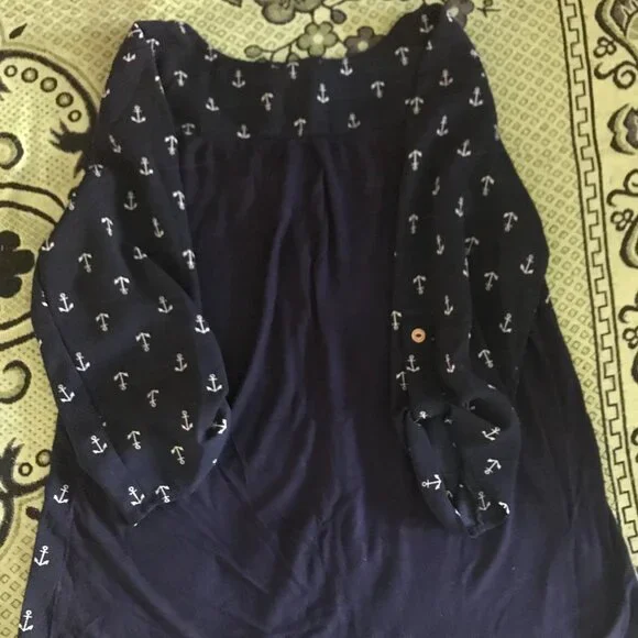 No Frills Los Angeles blouse with anchors 3/4 sleeves - Picture 2 of 2
